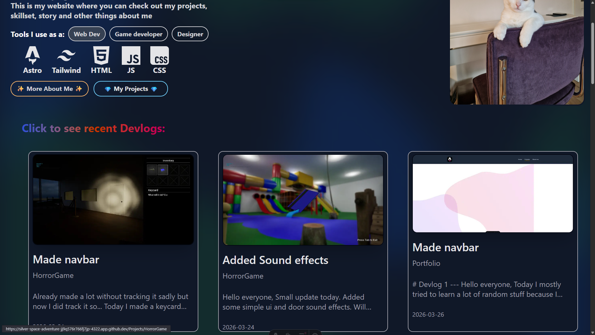Fully implemented devlogs on homepage